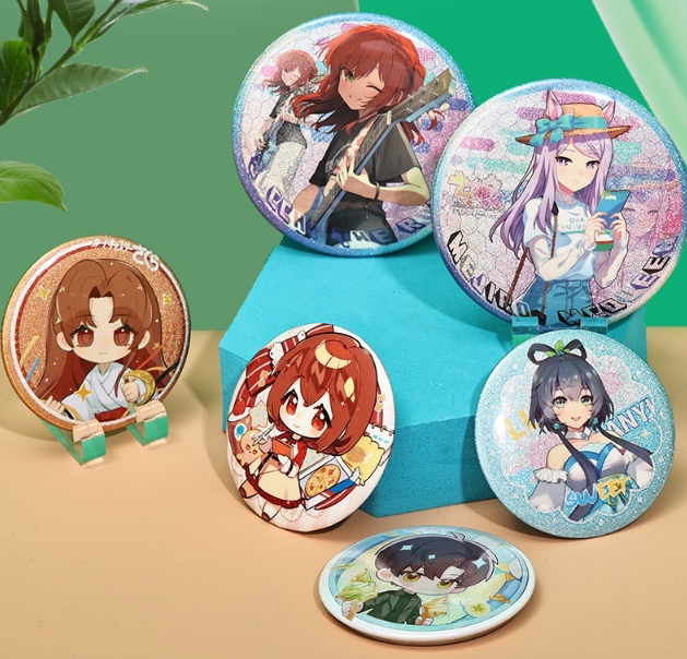 ହୋଲସେଲ ହଟ ବିକ୍ରୟ ଲୋକପ୍ରିୟତା ସ୍ୱତନ୍ତ୍ର ଶିଳ୍ପ ଲେଜର ଗ୍ଲାଇଟର ବ୍ୟାଜ୍ ବଟନ୍ ବ୍ୟାଜ୍ କାର୍ଟୁନ୍ ଟିନ୍ପ୍ଲେଟ୍ ବ୍ୟାଜ୍ |