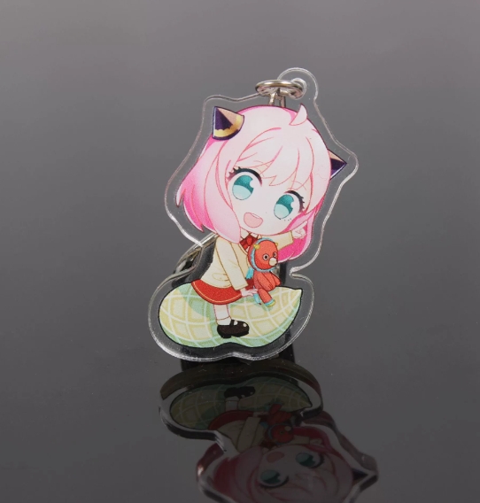 Dazzle Color Laser Acryl Keychain Custom Cartoon Anime Secondary Yuan Comic Con Souvenirs Book Bag Pendant Custom-made